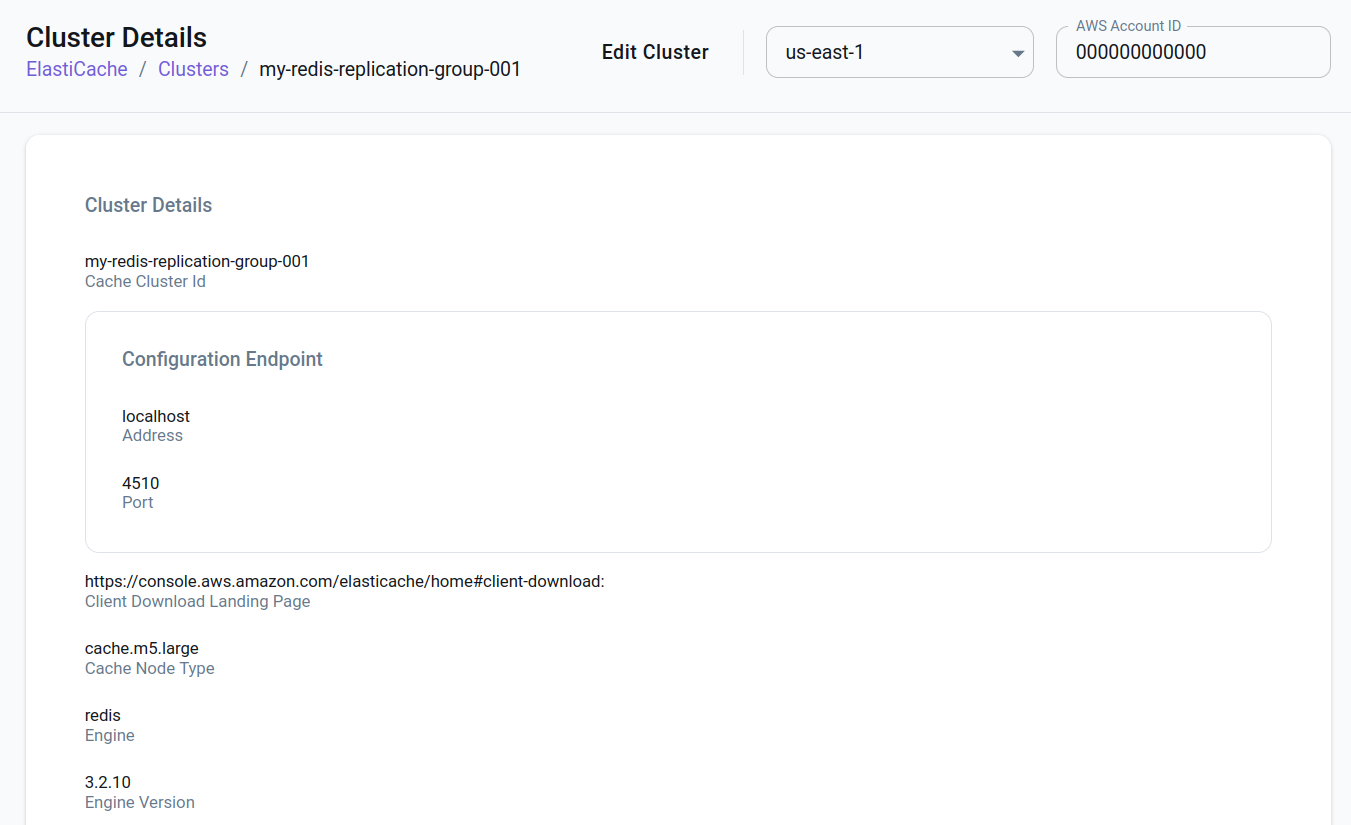 View details of cache clusters